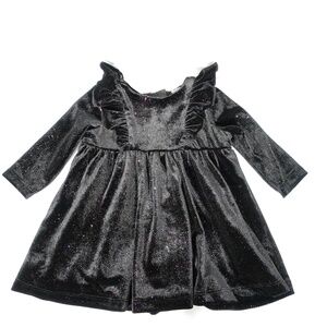 Baby | Little Me | Black Sparkle Ruffle Dress 6 Months